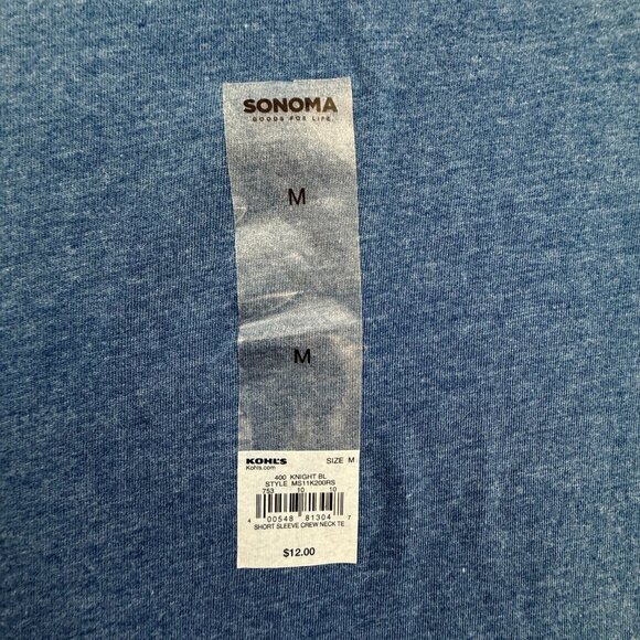 New! (2) Mens Sonoma Goods Essential Tee Shirt Blue & Gray Medium Cotton Blend - Picture 6 of 11